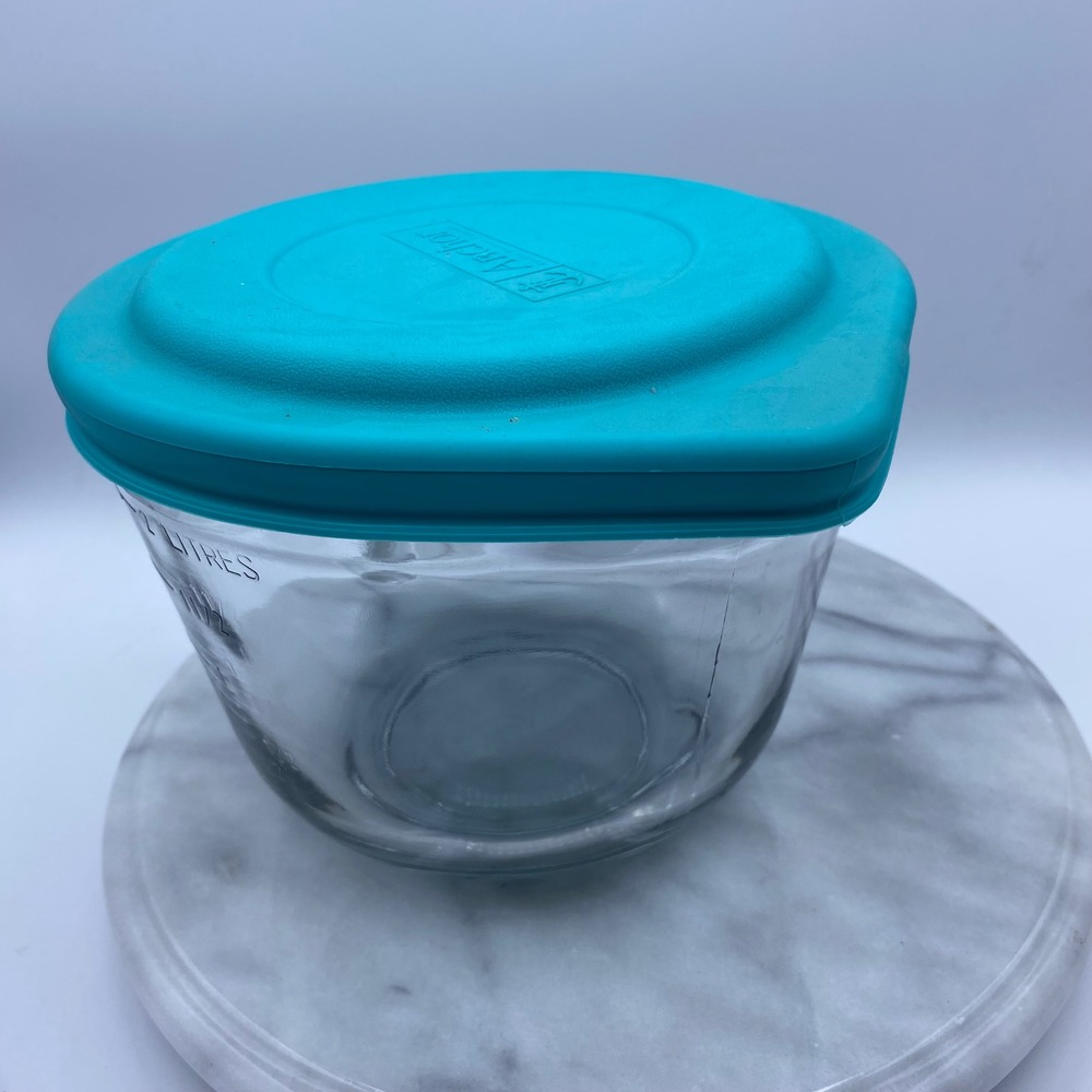 Anchor Hocking 2 Quart Glass Batter Bowl with Teal Silicone Lid Clear 8 Cup 2L - Picture 8 of 10